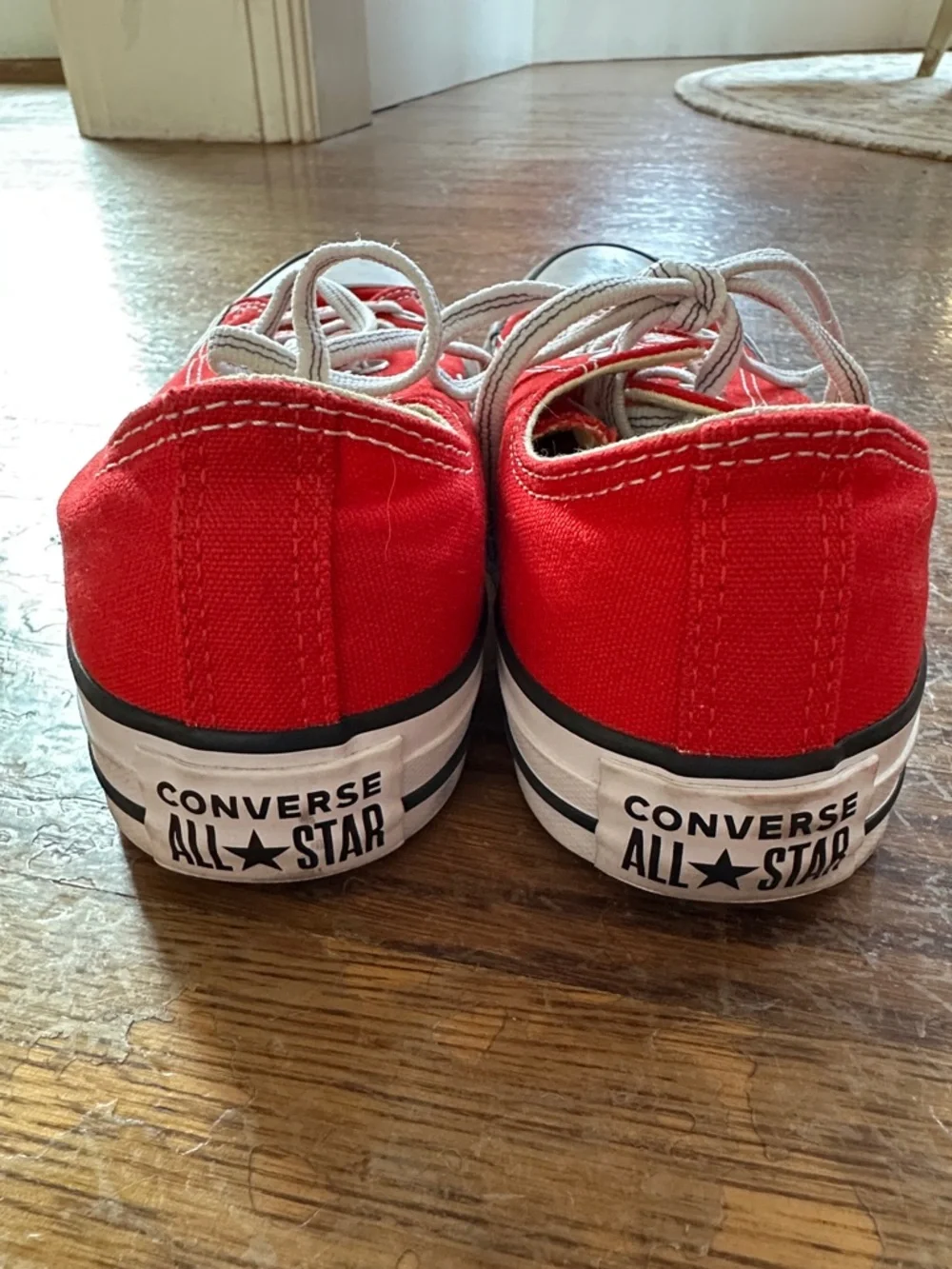 Converse Red Low-Top Canvas Sneakers with White Accents. Unisex - Picture 6 of 12